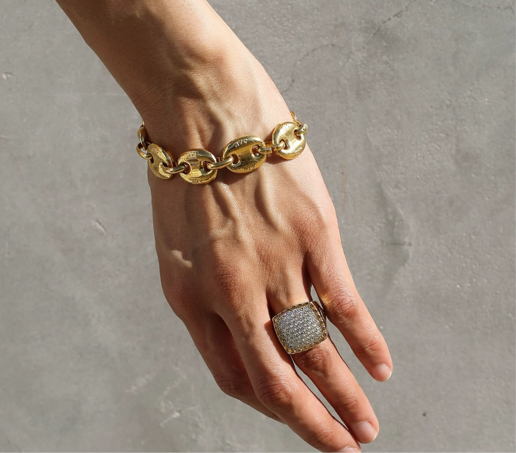 NYC Gold Half Puffer Link Bracelet