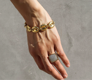 NYC Gold Half Puffer Link Bracelet