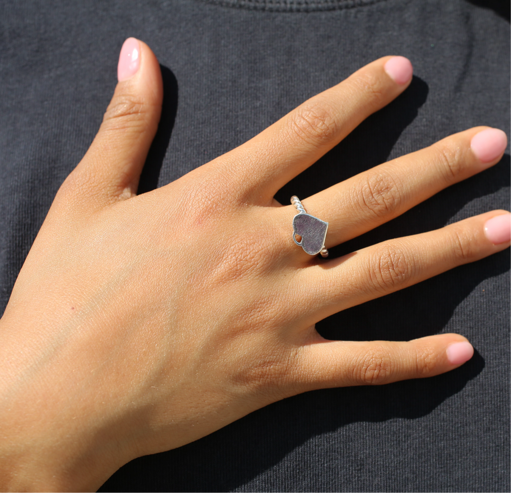 Twisted Pendant Heart Ring