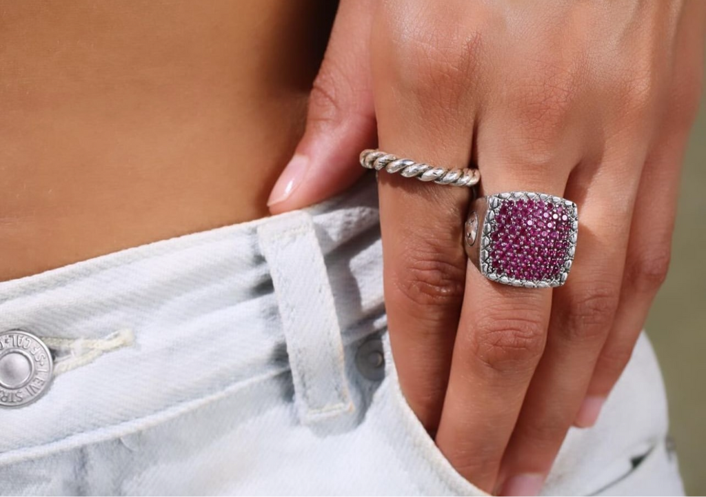 Happy Face Pave Ruby Ring
