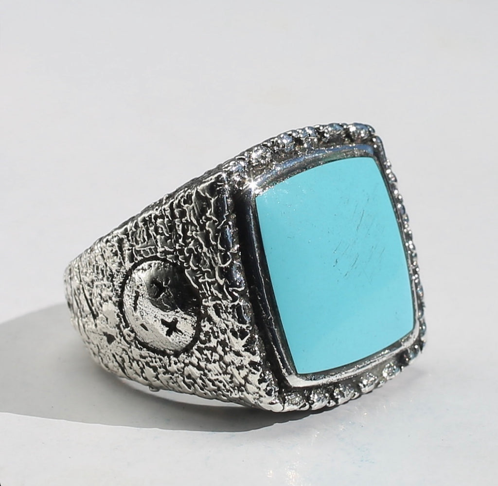 Old Nugget Happy Face Turquoise Ring