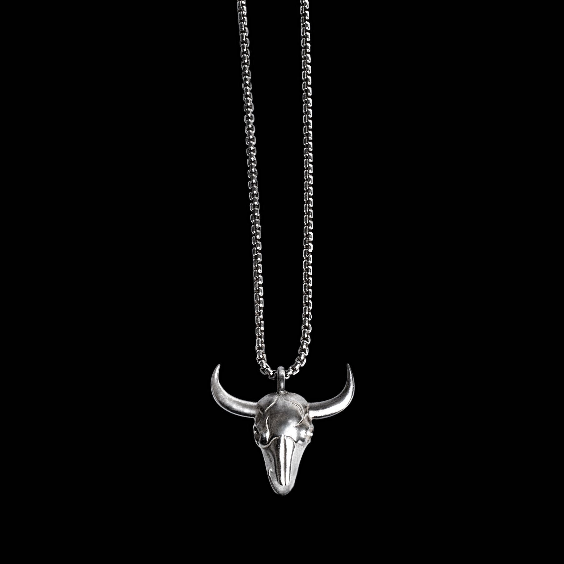 STERLING SILVER BULL SKULL NECKLACE