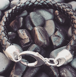 STERLING SILVER  BLACK LEATHER BRACELET