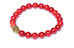 STERLING SILVER &  CORAL GOLD BUDDHA BEAD BRACELET