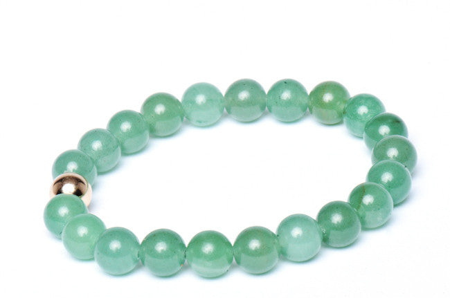 STERLING SILVER & ITALIAN JADE GOLD BEAD BRACELET