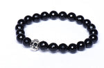 STERLING SILVER & FACETED ONYX SKULL BRACELET