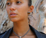 Sterling Silver Cable Tiger Eye Stud Earrings