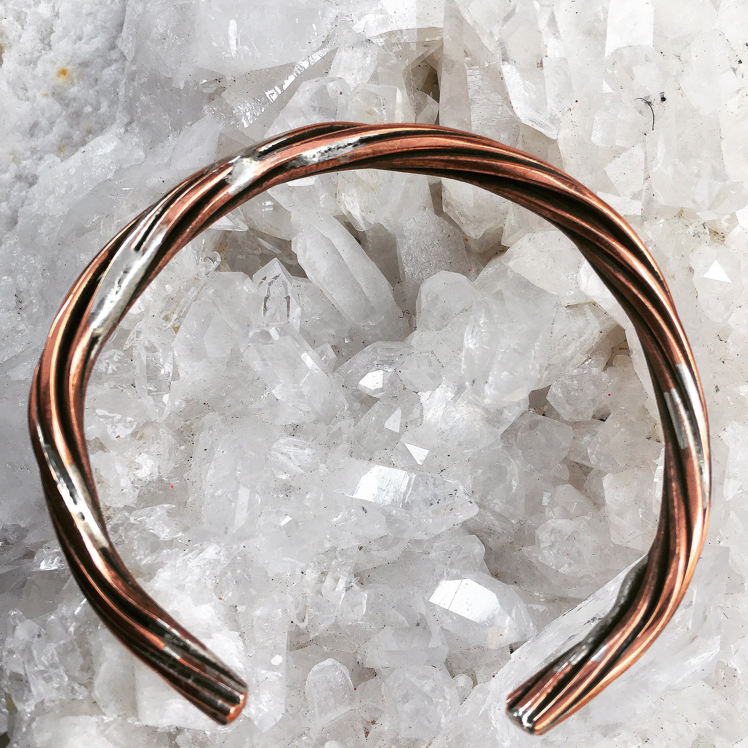 COPPER & SILVER TWISTED BANGLE