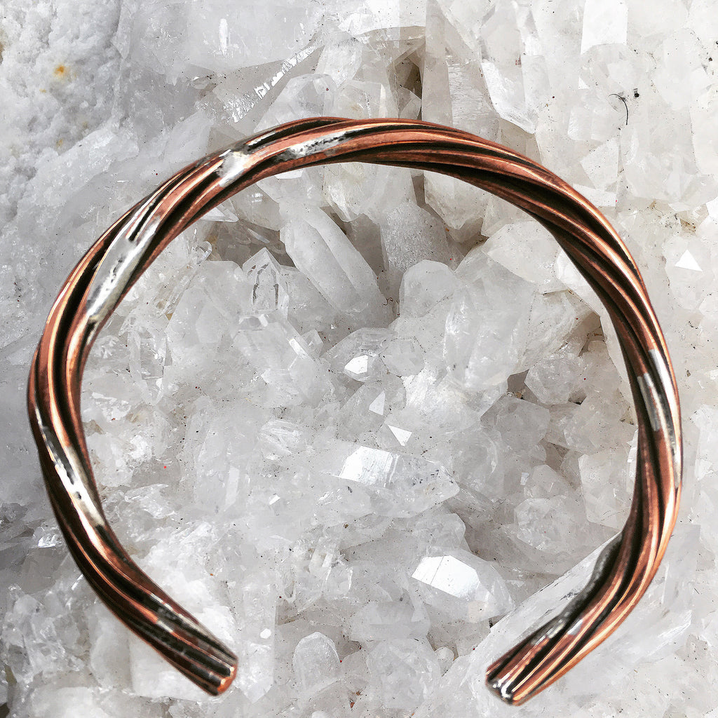 COPPER & SILVER TWISTED BANGLE