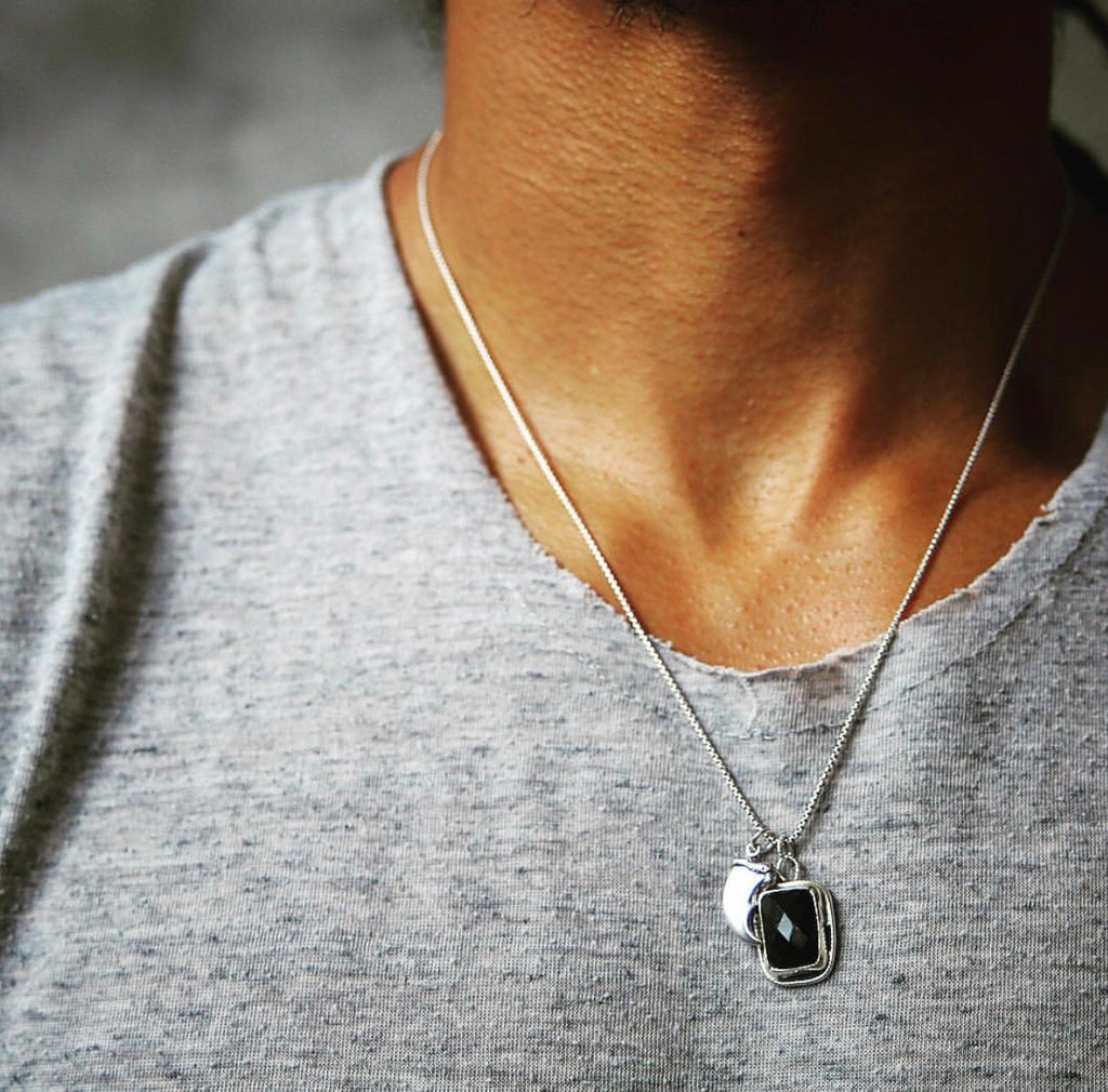 Sterling Silver Black Onyx Claw Pendant Necklace