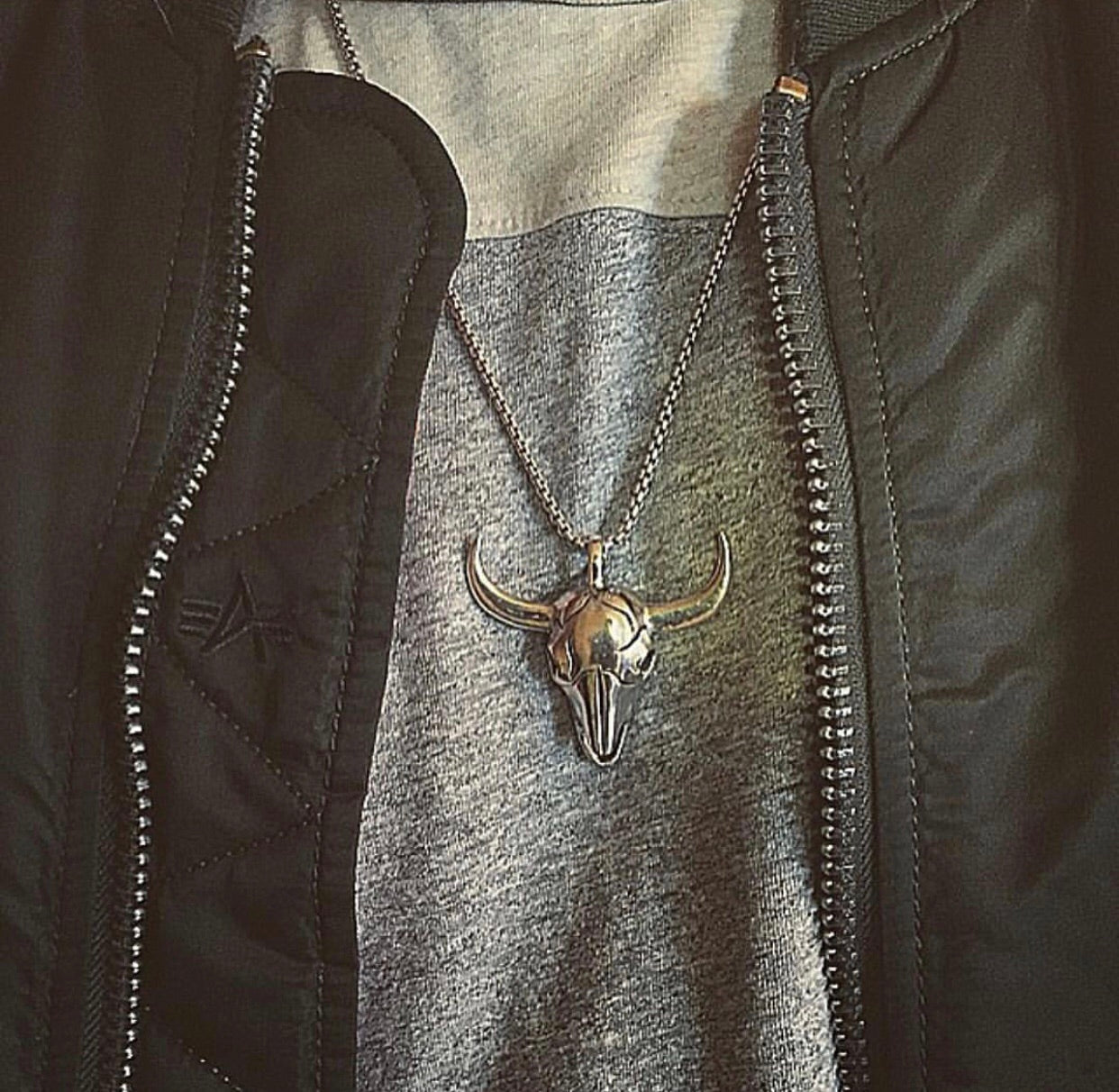 STERLING SILVER BULL SKULL NECKLACE