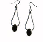 Sterling Silver Twisted Onyx Earrings
