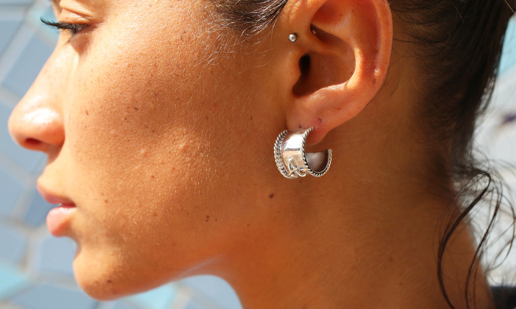 Sterling Silver "YOUR INTIALS"  Cable Hoop Earrings