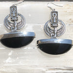 STERLING SILVER ISIS ONYX EARRINGS