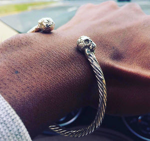 STERLING SILVER TWISTED BONE BANGLE